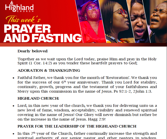 WEEKLY PRAYER & FASTING BULLETIN